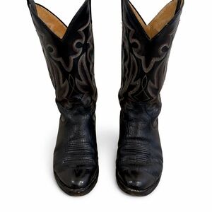 Vintage Black Leather Western Cowboy Boots Men’s 7.5 D / Women’s 9 Embroidered